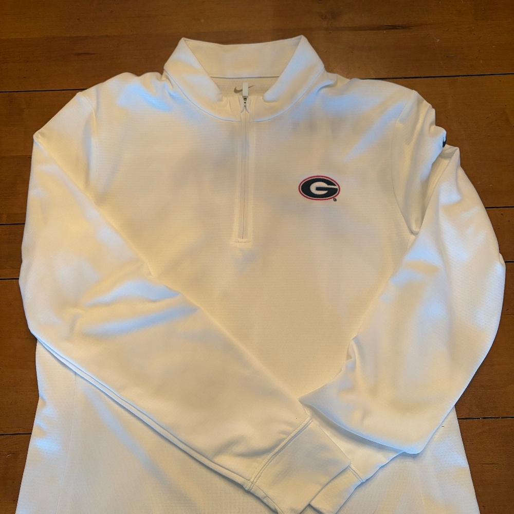Women's Nike Dri-fit White Georgia logo quarter zip (size M)